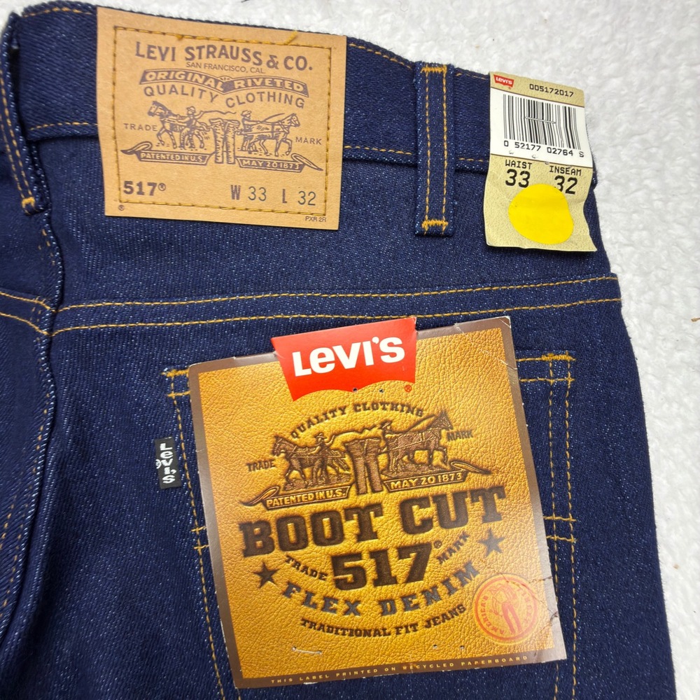 Vintage Deadstock Levis 517 Boot Cut Flex Denim Jeans Mens 33x32 NOS